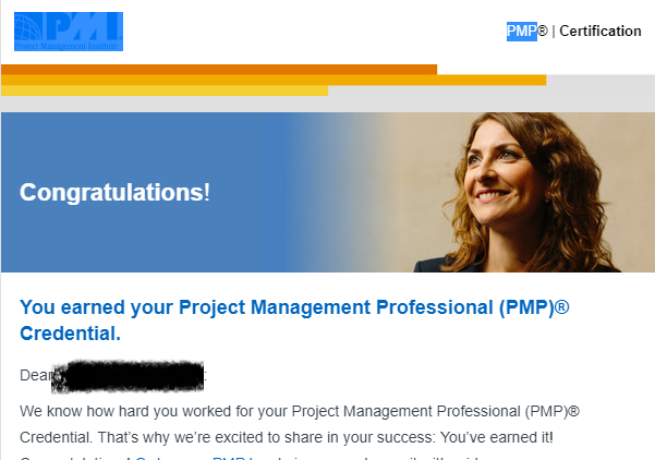PMP試験合格通知メール